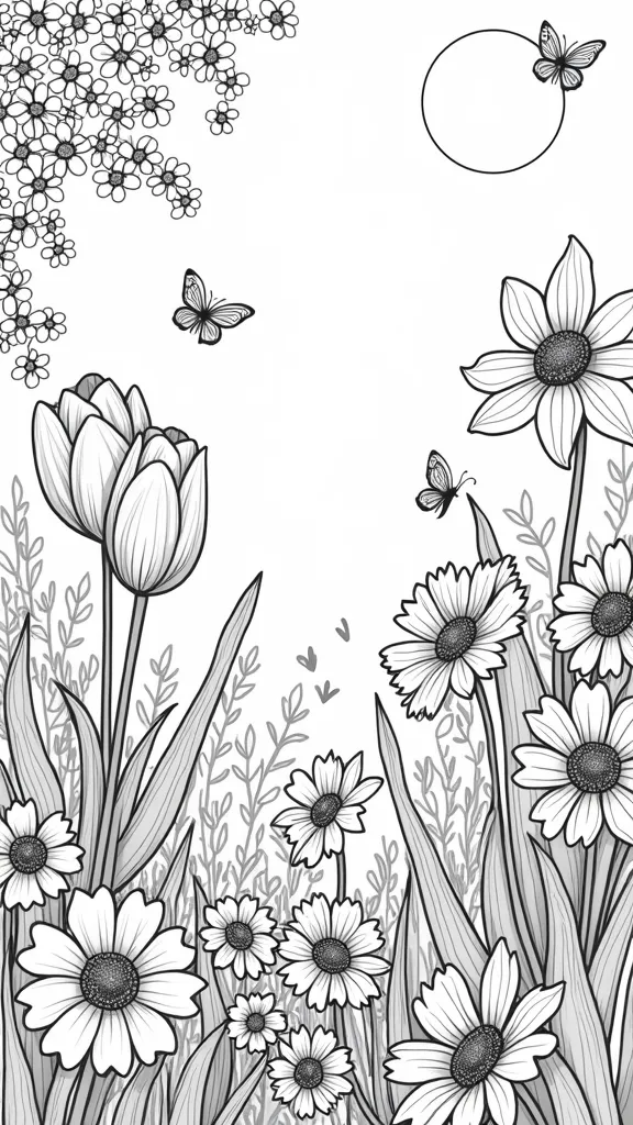 coloring page spring flowers